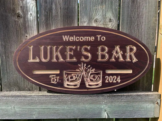 Whiskey Cheers Bar Sign | Personalized Wooden Decor