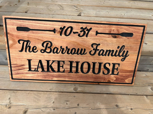 Personalized Family Name Sign | Lakehouse Wood Sign