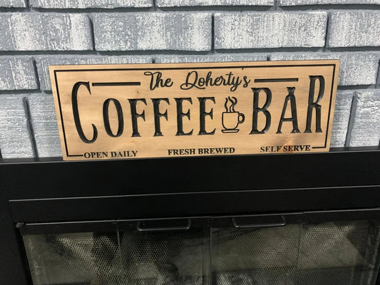 Wood Coffee Bar Sign | Personalized Wood Decor
