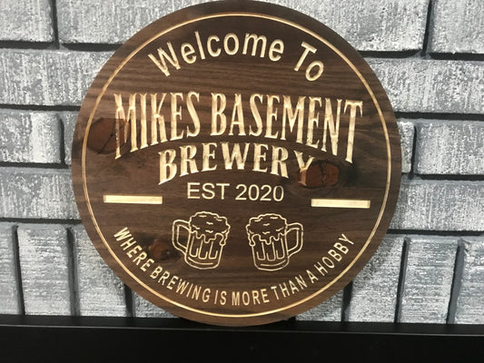 Custom Wooden Basement Bar Sign | Personalized Wood Decor
