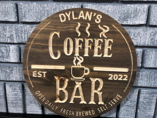 Custom Wooden Coffee Bar Sign | Personalized Wood Decor