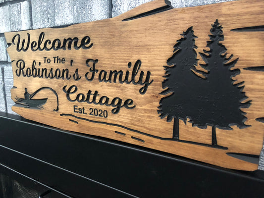Rustic Family Cottage Sign | Personalized Wooden Decor