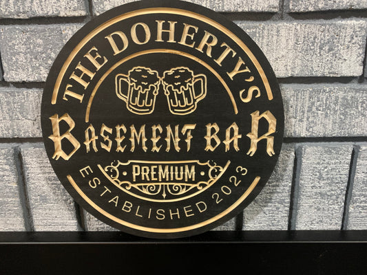 Custom Wooden Basement Bar Sign | Personalized Wood Decor