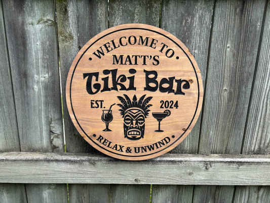 Outdoor Bar Sign | Custom Wood Tiki Bar Sign