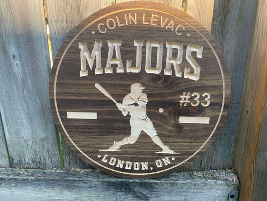 Custom Wood Baseball Sign – Personalized Baseball Wall Art, Rustic Sports Room Decor, Handmade Gift for Fans, Kids, Coaches & Dads