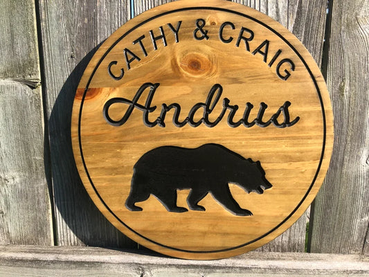 Custom Cottage Sign | Personalized Wood Decor | Bear Logo