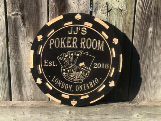 Poker Chip Sign | Personalized Wooden Decor