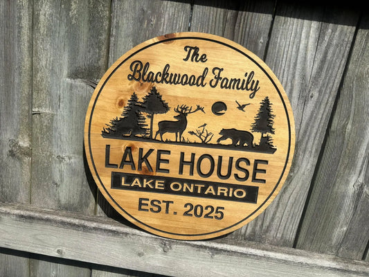 Custom Lake House and Camp Sign – Personalized Rustic Outdoor Decor