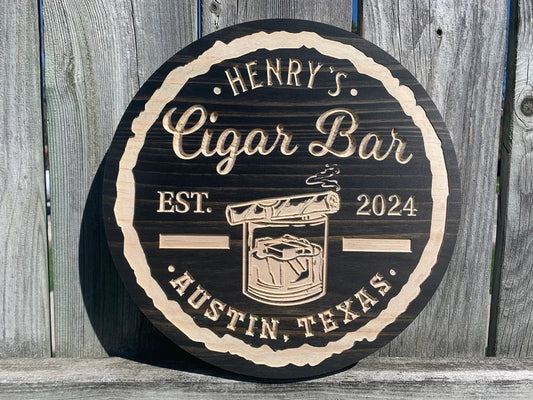 Custom Cigar Bar Sign | Personalized Wooden Decor