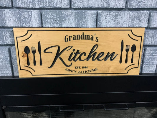 Engraved Wood Kitchen Sign | Personalized Wood Decor