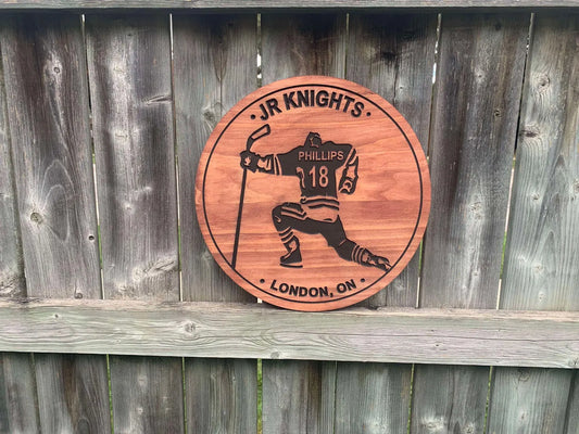 Custom Hockey Name Sign – Personalized Engraved Wood Wall Decor for Players, Fans & Coaches