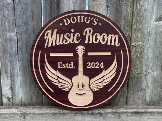 Custom Guitar Sign | Personalized Wood Decor