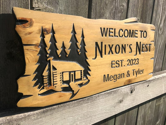 Rustic Family Cottage Sign | Personalized Wooden Decor