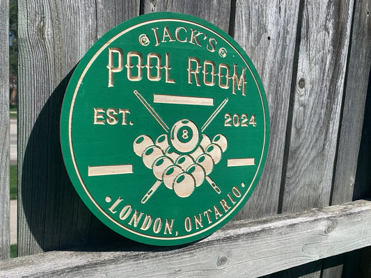Custom pool Room Sign | Personalized Wood Sign