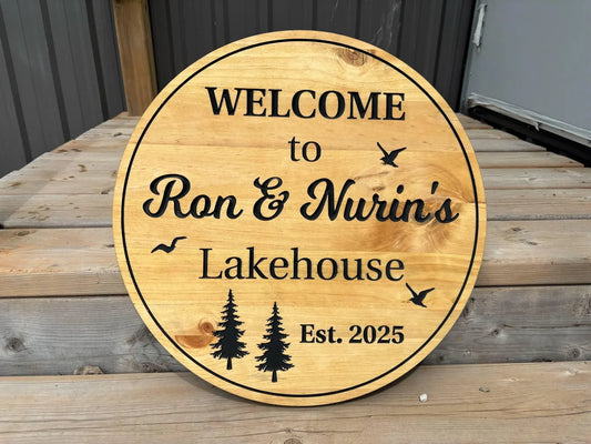 Lakehouse Wall Art – Personalized Couples Sign for Cottage or Cabin Decor