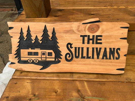 Rustic Family Trailer Sign | Personalized Wooden Decor
