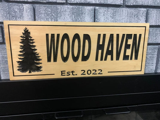 Custom Pine Tree Sign | Personalized Wooden Decor