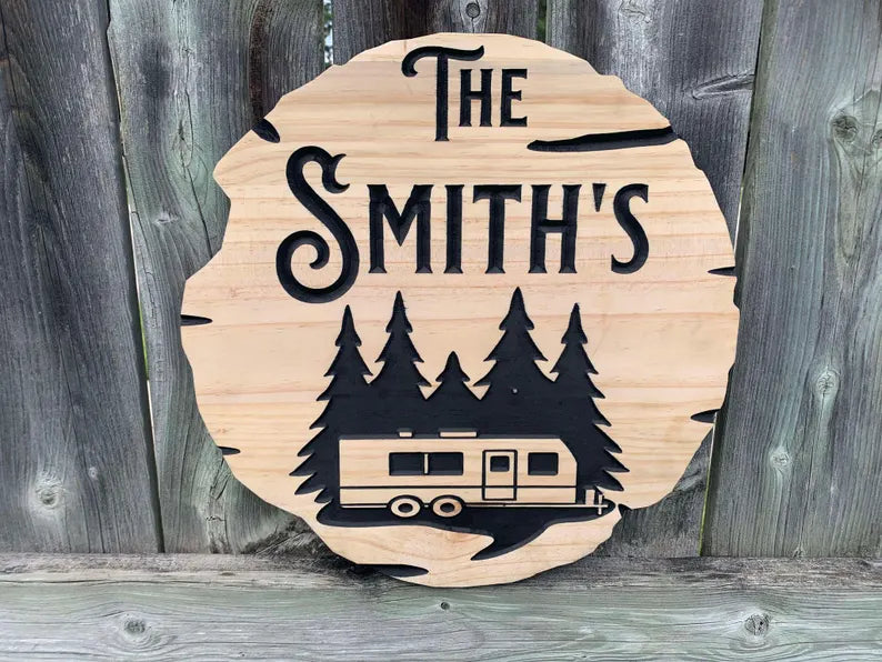 Custom Cottage Sign | Personalized Wood Sign | Wooden Lakehouse Sign | Custom Engraved Wood Sign | Trailer Sign