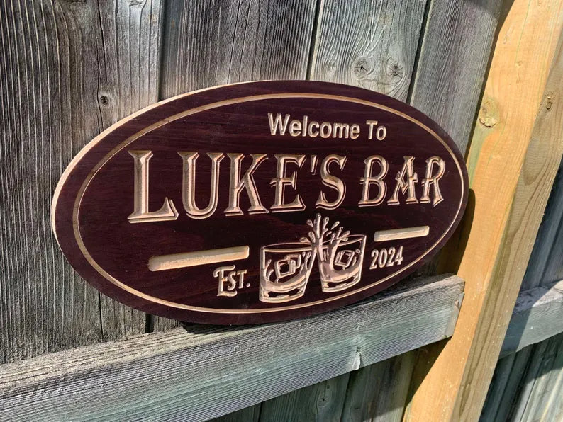 Custom Bar Sign | Personalized Wood Sign | Wooden Bar Sign | Custom Engraved Wood Sign | Man Cave Sign | Basement Bar