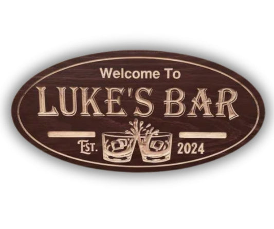 Whiskey Cheers Bar Sign | Personalized Wooden Decor