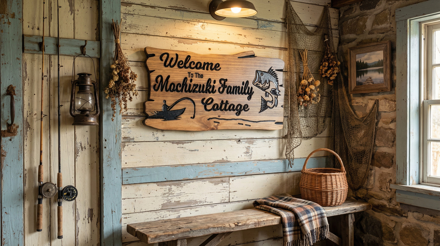Cottage Fishing Sign | Personalized Wood Decor