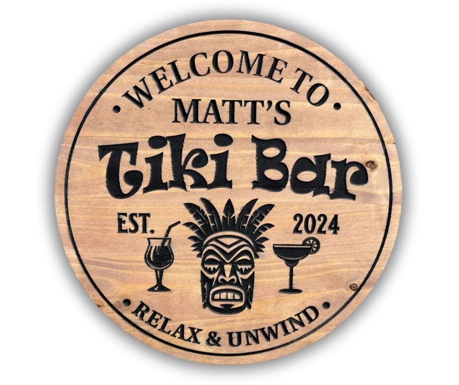Outdoor Bar Sign | Custom Wood Tiki Bar Sign