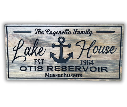 Custom Rustic Lake House Sign | Personalized Wood Decor