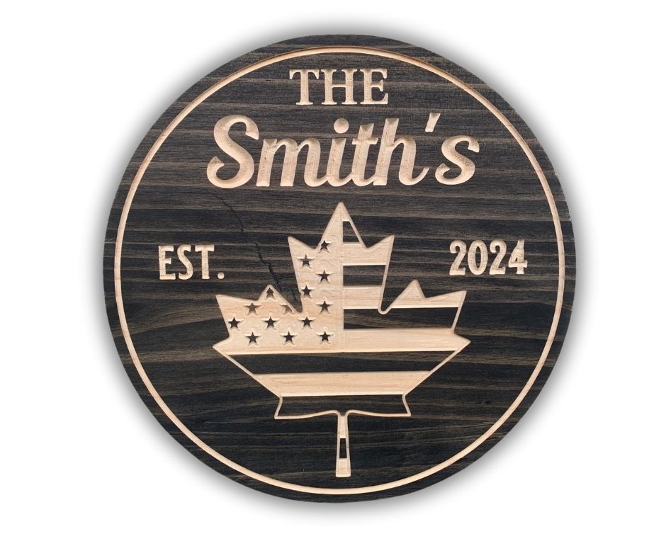 America Canadian Flag | Personalized Wood Sign