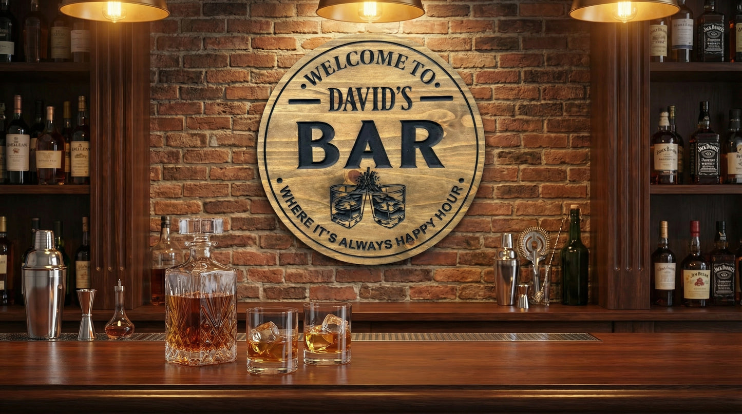 Bar Sign Glasses Cheersing