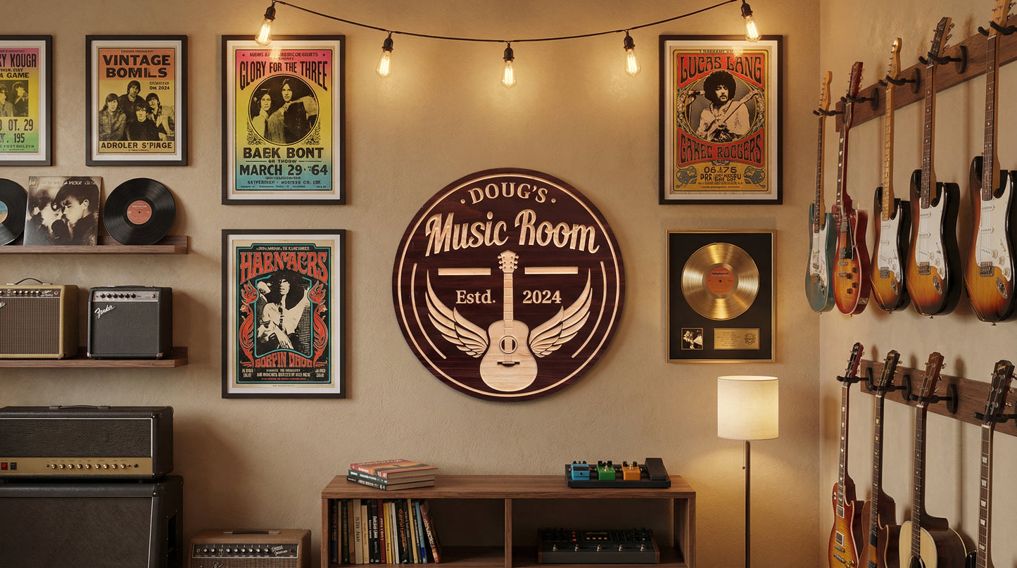 Custom Guitar Sign | Personalized Wood Decor