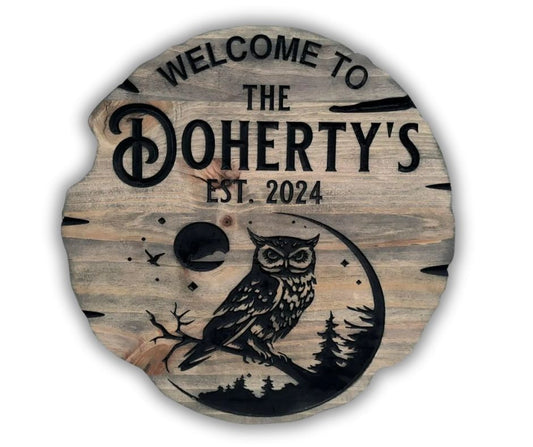 Wooden Owl Sign | Custom Engraved Wood Sign