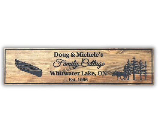 Family Name Lakehouse Sign – Rustic Outdoor Personalized Wood Sign for Your Cottage or Cabin