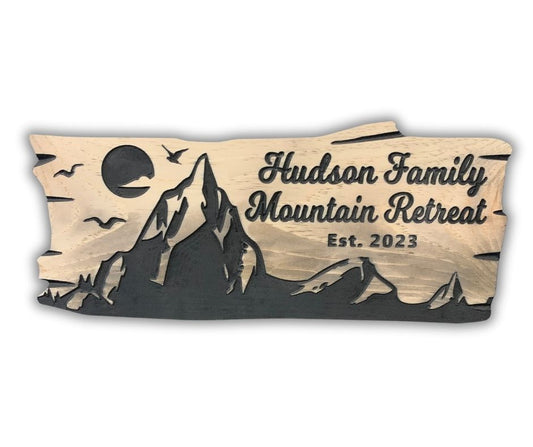 Custom Wooden Mountain Retreat Sign | Personalized Wood Decor