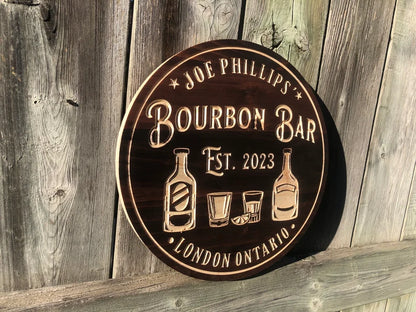 Custom Bar Sign | Personalized Wood Sign | Wooden Bar Sign | Custom Engraved Wood Sign Customizable Bourbon Bar sign, Engraved wooden sign