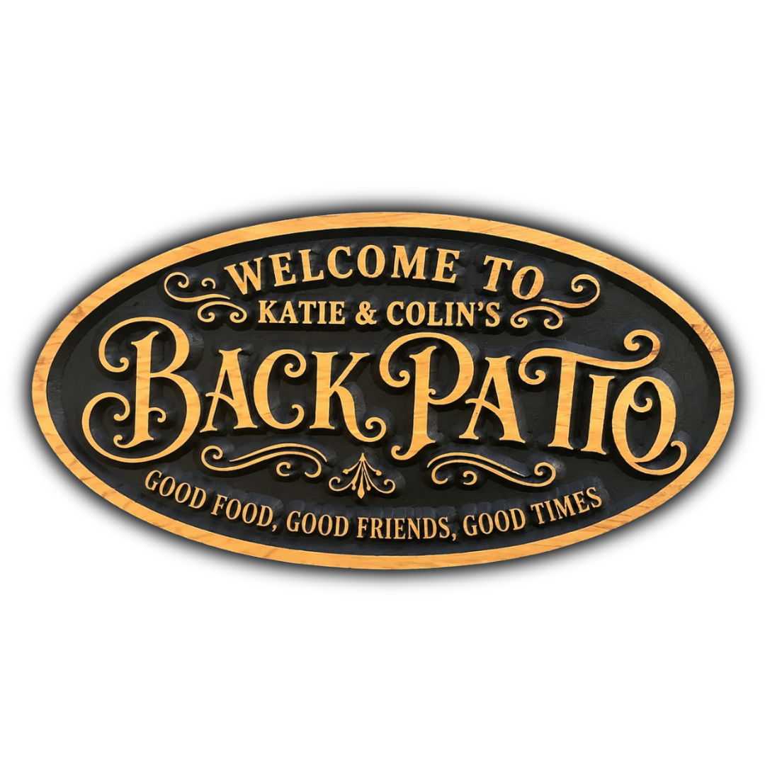 3D Oval Back Patio Sign