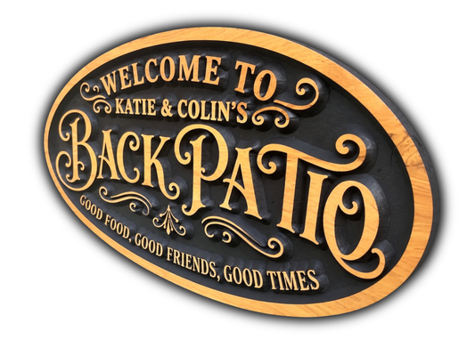 3D Oval Back Patio Sign
