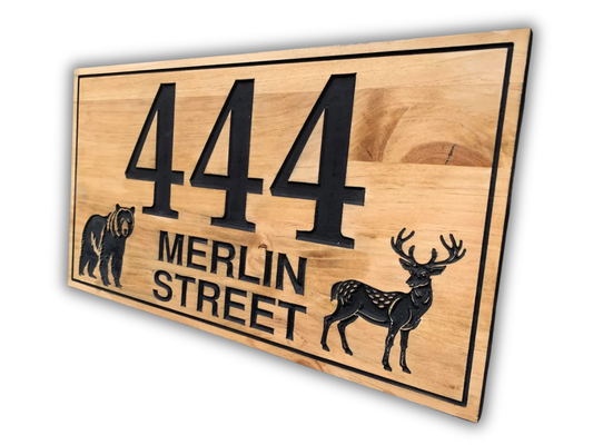 Deer and Bear Address Sign