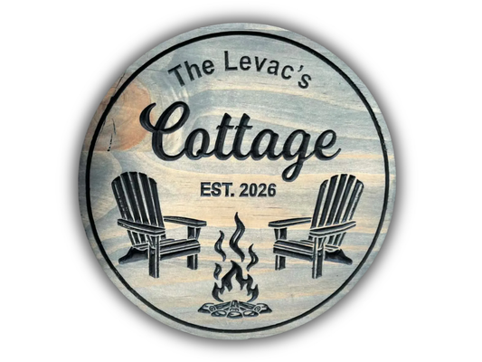 Cottage 2 Chairs and Campfire Sign