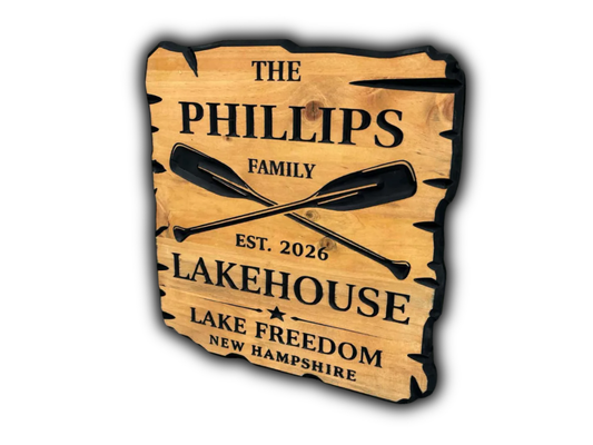 Rustic Square Cottage Sign With Paddles