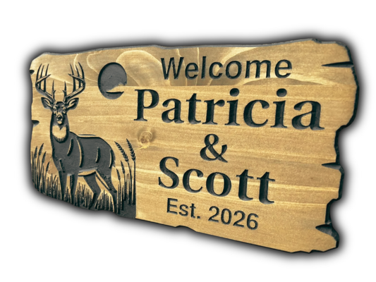 Rustic Couples Deer Sign