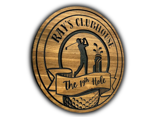 Golfer Clubhouse Sign