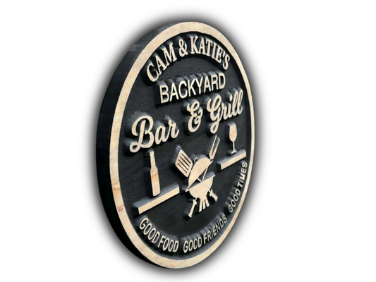 3D Circular BBQ Sign