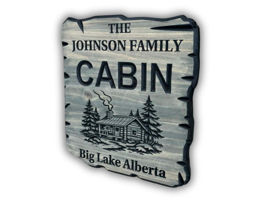 Wood Cabin Sign With Family Name