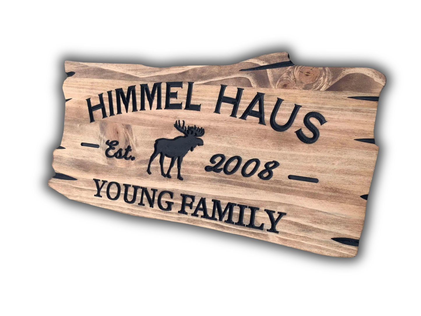 Cottage Family Name Sign With Moose