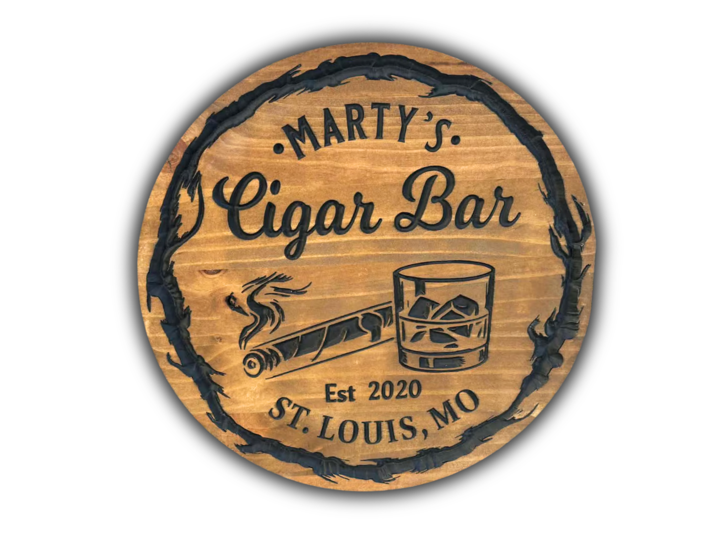 Cigar Bar Sign with Smoke Ring