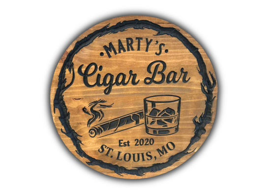 Cigar Bar Sign with Smoke Ring