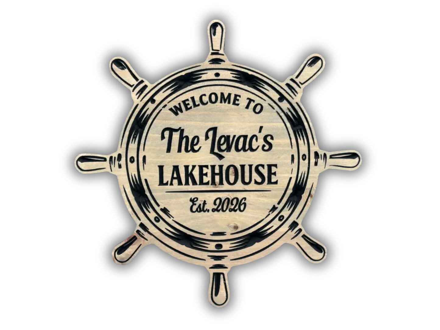 Ship Wheel Lakehouse Sign