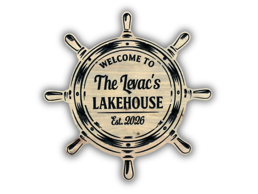Ship Wheel Lakehouse Sign
