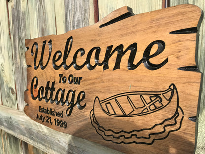 Custom Wooden Cottage Sign | Welcome To Our Cottage | Established Date Sign |