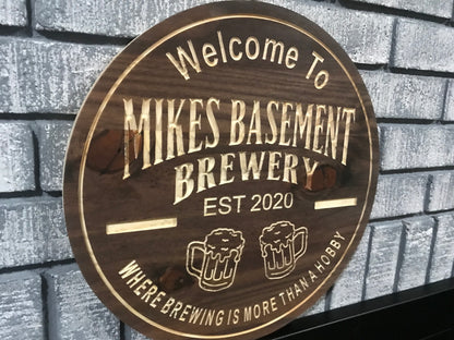 Custom Wooden Basement Bar Sign | Beers | Personalized Brewery Sign |